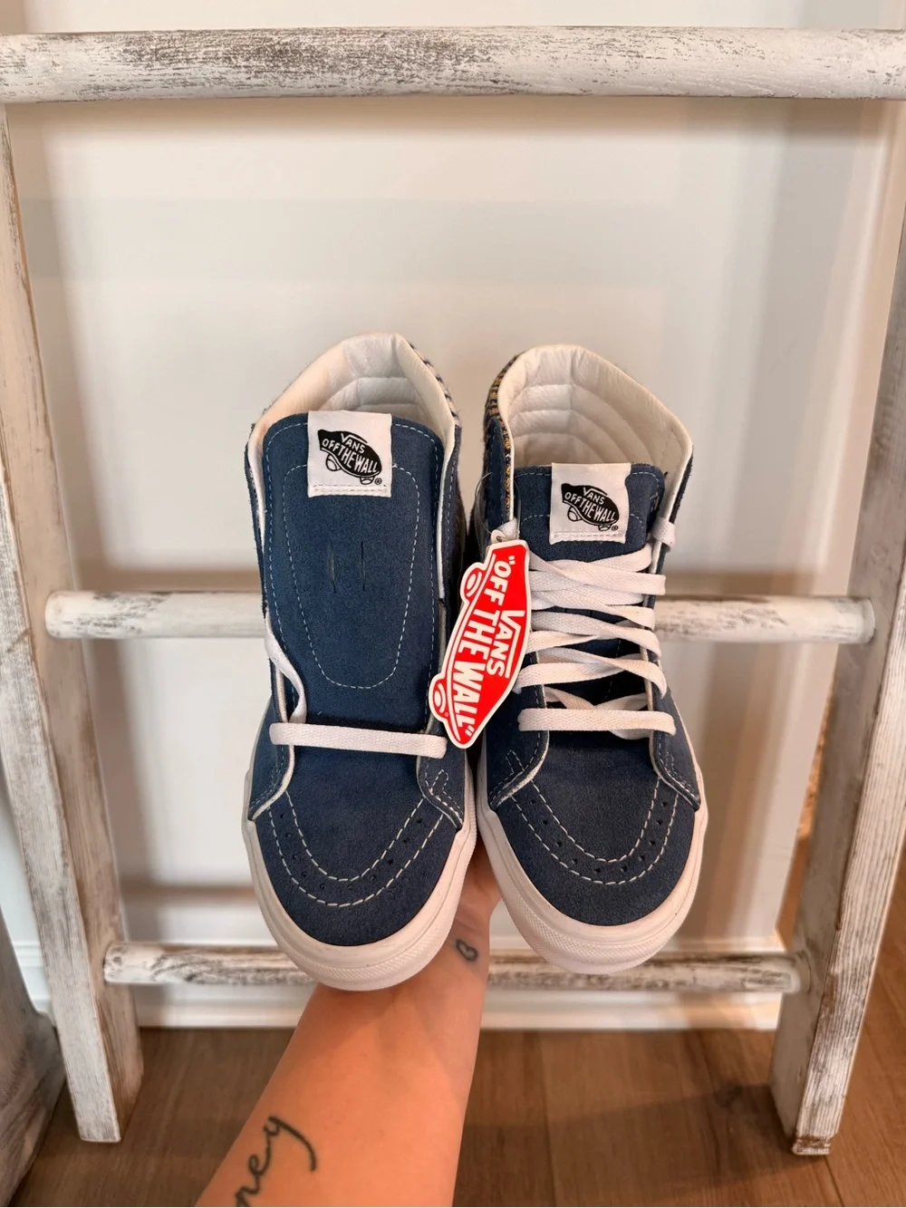 Vans Sneakers Womens 6.5 Sk8-Hi Fair Isle Blue Suede Multicolor Canvas Sneakers
